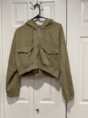 Ashley By 26 International Olive Green Zip-Up Hoodie